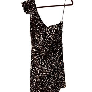 AVEC GIRLS Wrap Mini Black & White Animal Print Dress